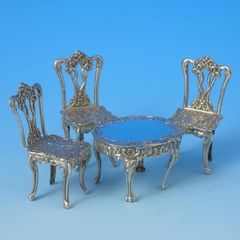 Sterling Silver Miniature Table And Chairs Set