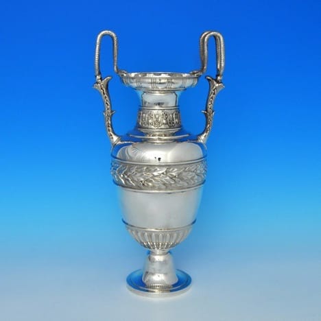 Antique Victorian Vase In Sterling Silver Hallmarked In 1893