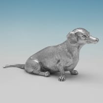 Sterling Silver Dachshund Model - I. Franks, hallmarked in 2016 London - Elizabeth II - Thumbnail 1