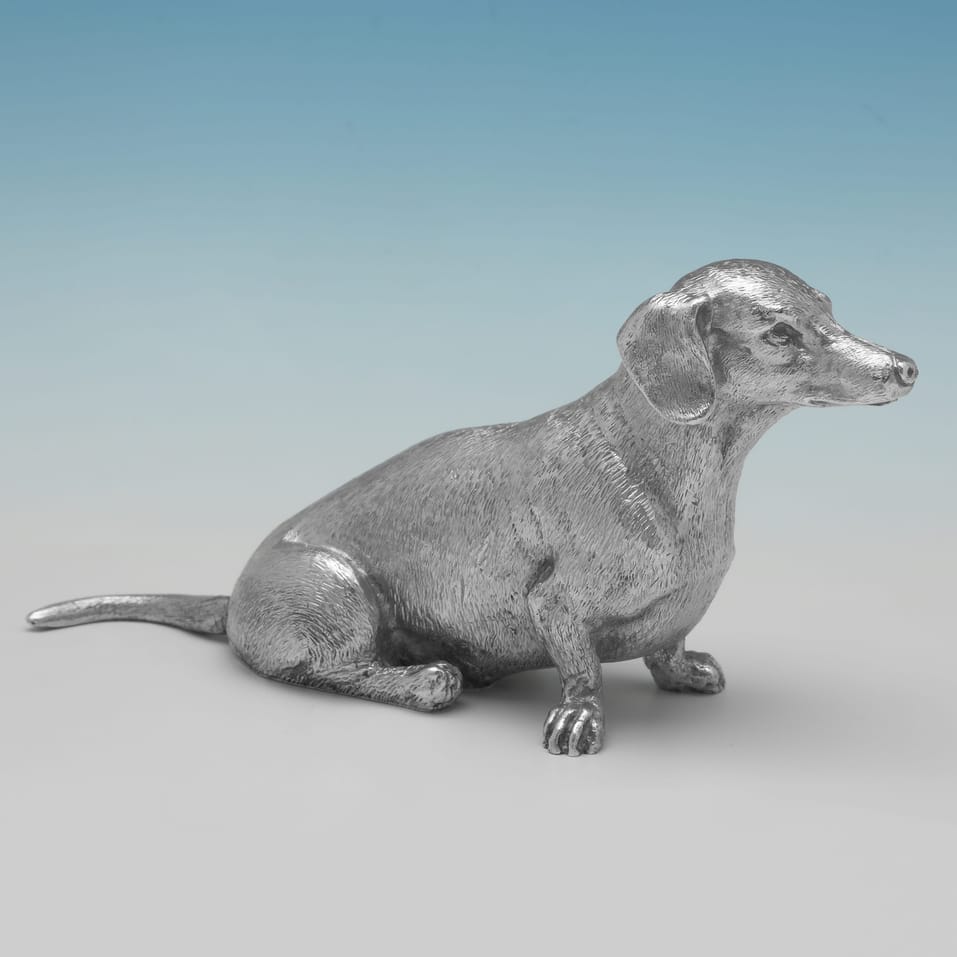 Sterling Silver Dachshund Model - I. Franks, hallmarked in 2016 London - Elizabeth II