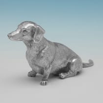 Sterling Silver Dachshund Model - I. Franks, hallmarked in 2016 London - Elizabeth II - Thumbnail 2