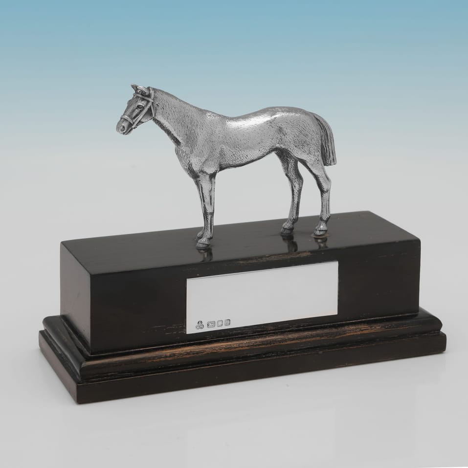 Sterling Silver Horse Trophy - Wakely & Wheeler, hallmarked in 1985 London - Elizabeth II