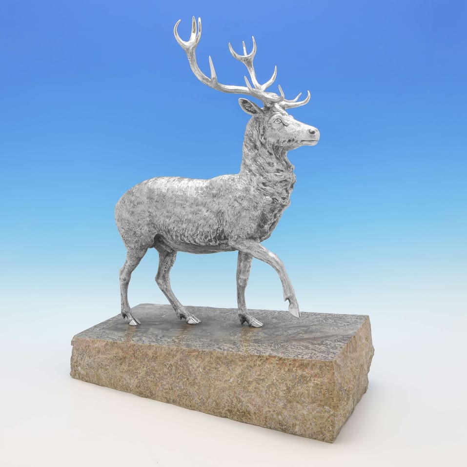 Sterling Silver Stag Model - Garrard & Co., hallmarked in 1976 London - Elizabeth II