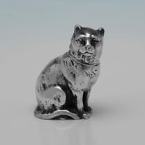 Antique Sterling Silver Dog & Cat Pepper Pots - Stuart Clifford, hallmarked in 1899 London - Victorian - Thumbnail 2