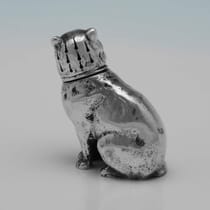 Antique Sterling Silver Dog & Cat Pepper Pots - Stuart Clifford, hallmarked in 1899 London - Victorian - Thumbnail 3