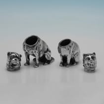 Antique Sterling Silver Dog & Cat Pepper Pots - Stuart Clifford, hallmarked in 1899 London - Victorian - Thumbnail 8