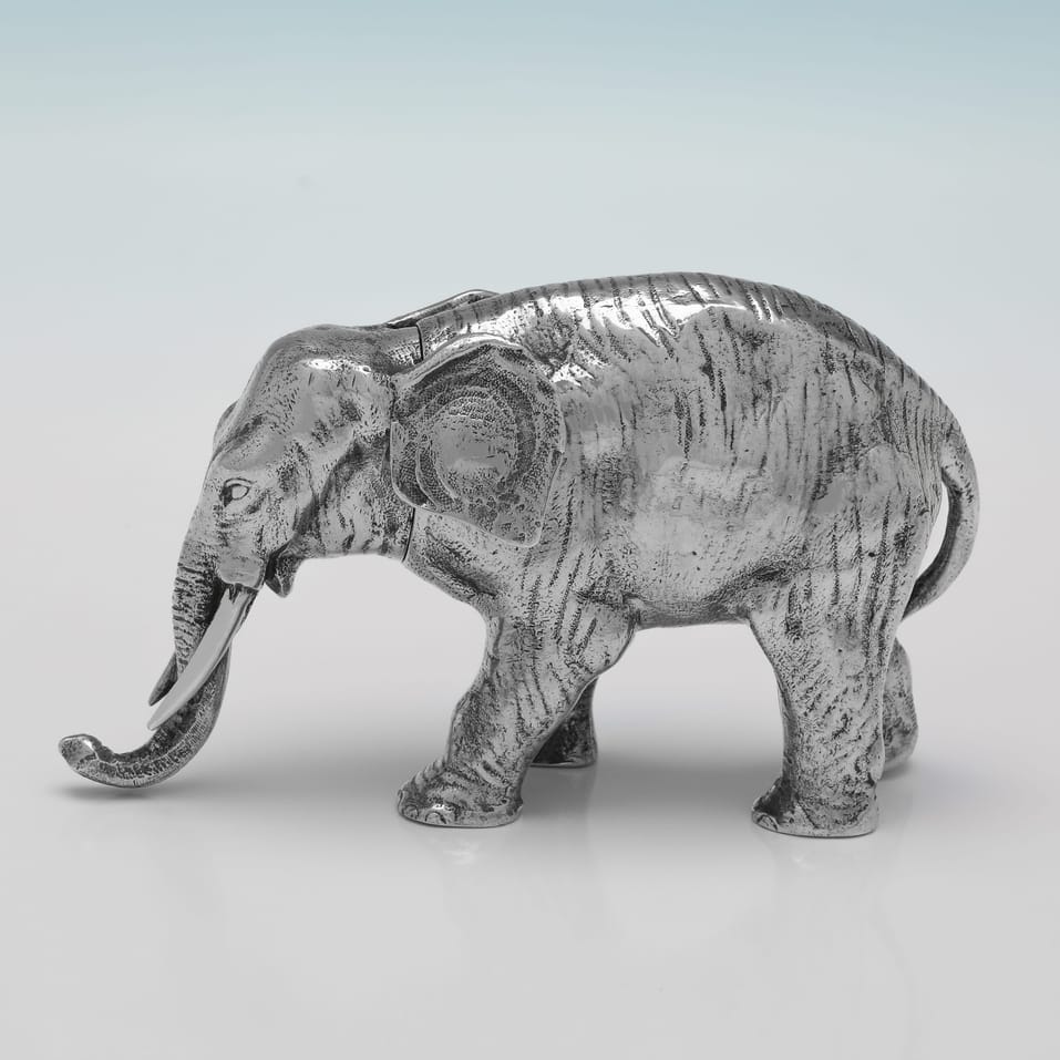 Antique 800 Standard Silver Elephant Model - P. Oberlander, made circa 1920 - George V - Image 1