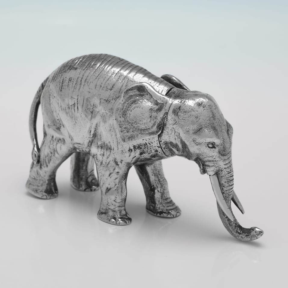 Antique 800 Standard Silver Elephant Model - P. Oberlander, made circa 1920 - George V - Image 2