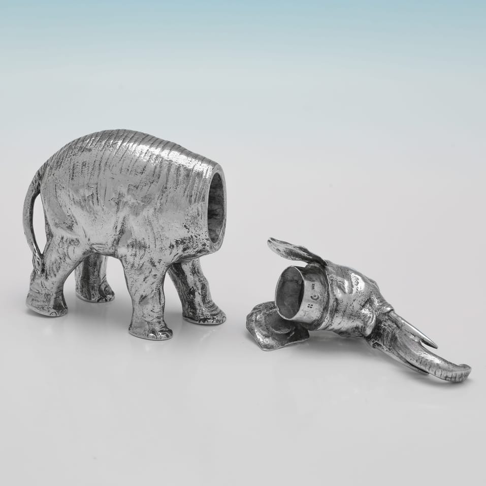 Antique 800 Standard Silver Elephant Model - P. Oberlander, made circa 1920 - George V - Image 5