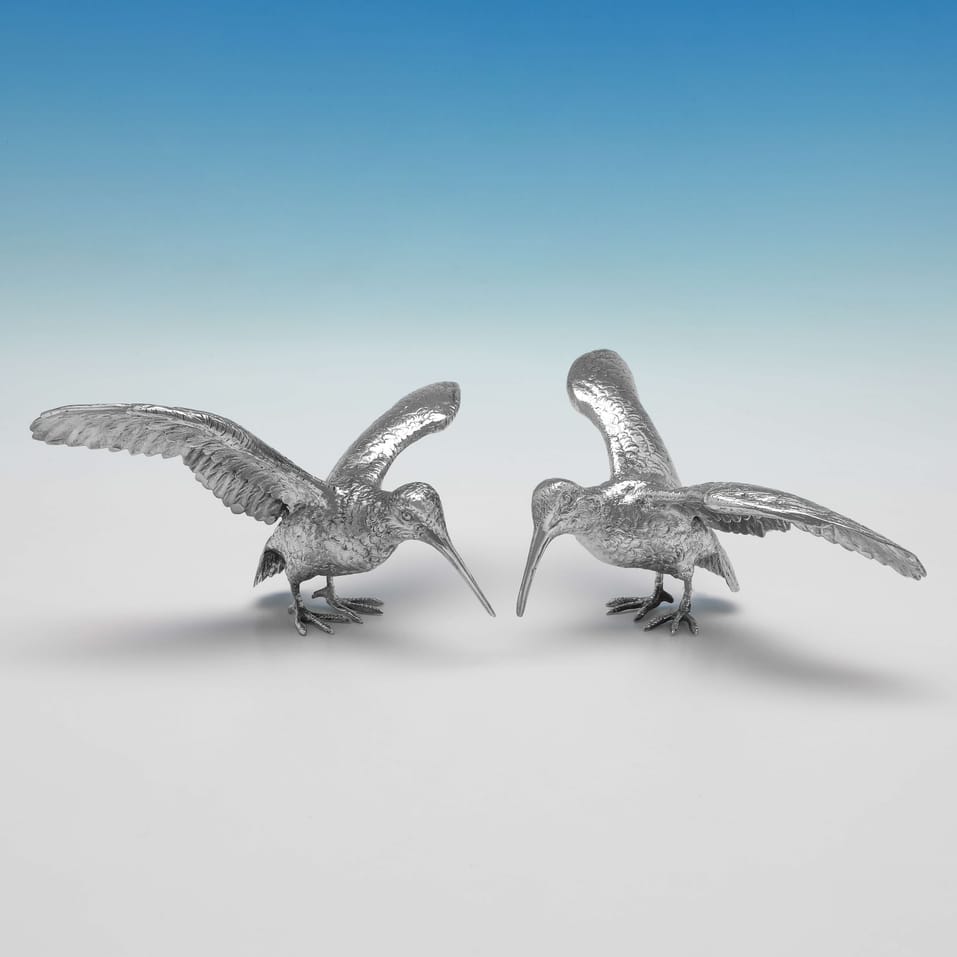 Sterling Silver Pair of Snipe Models - hallmarked in 1966 London - Elizabeth II