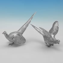 Sterling Silver Pair of Pheasants - C. J. Vander, hallmarked in 1993 Sheffield - Elizabeth II - Thumbnail 2