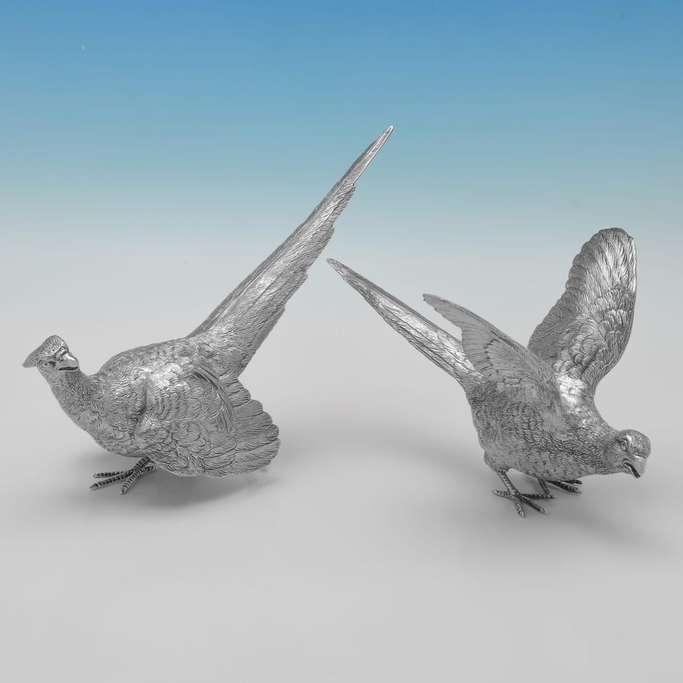 Sterling Silver Pair of Pheasants - C. J. Vander, hallmarked in 1993 Sheffield - Elizabeth II - Image 2