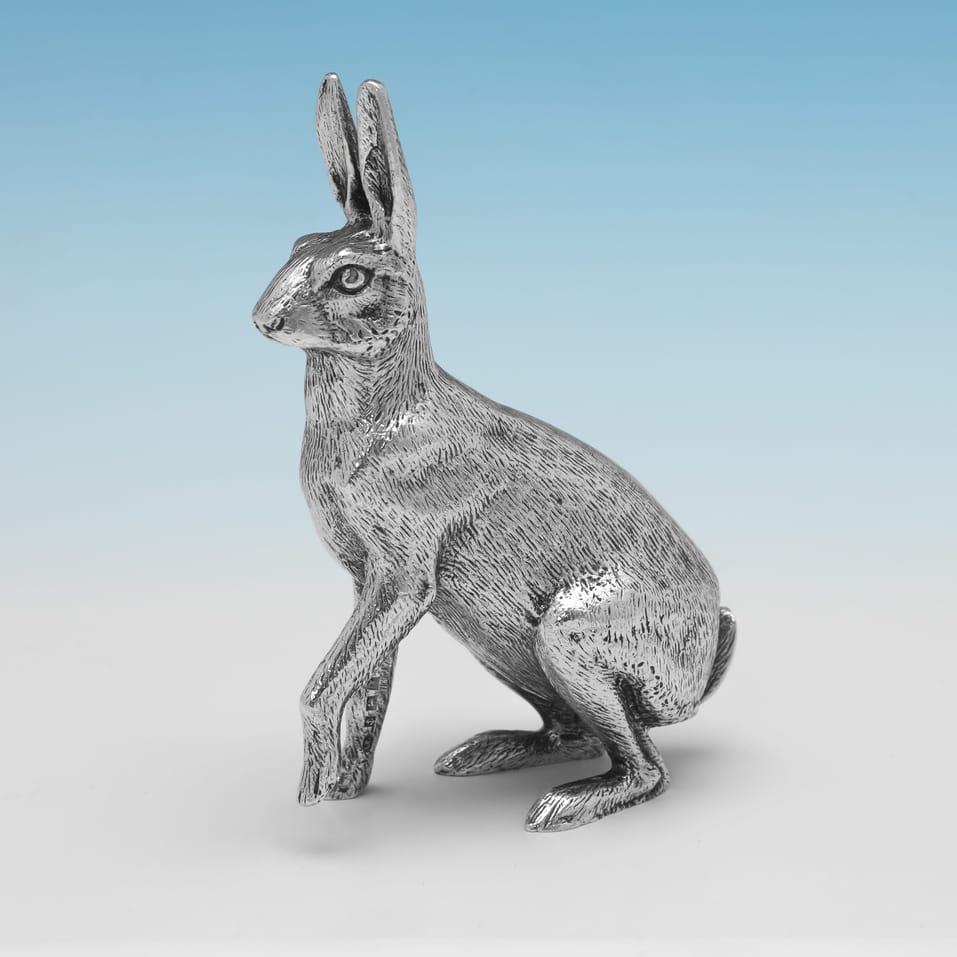 Sterling Silver Hare Model - A. E. Jones, hallmarked in 1972 Birmingham - Elizabeth II