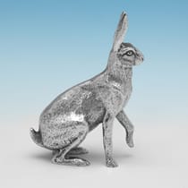 Sterling Silver Hare Model - A. E. Jones, hallmarked in 1972 Birmingham - Elizabeth II - Thumbnail 2