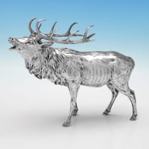 Antique Sterling Silver Stag Model - John George Piddington, hallmarked in 1902 London - Edwardian - Thumbnail 1