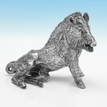 Antique Sterling Silver Boar Model - Berthold Muller, hallmarked in 1906 Chester - Edwardian - Thumbnail 1