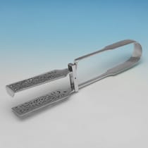 Antique Sterling Silver Asparagus Serving Tongs - William Eaton, hallmarked in 1838 London - Victorian - Thumbnail 1