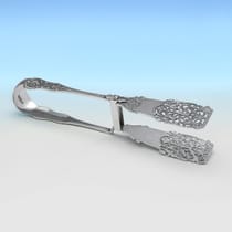 Antique Sterling Silver Asparagus tongs - William Hutton & Sons, hallmarked in 1898 London - Victorian - Thumbnail 1