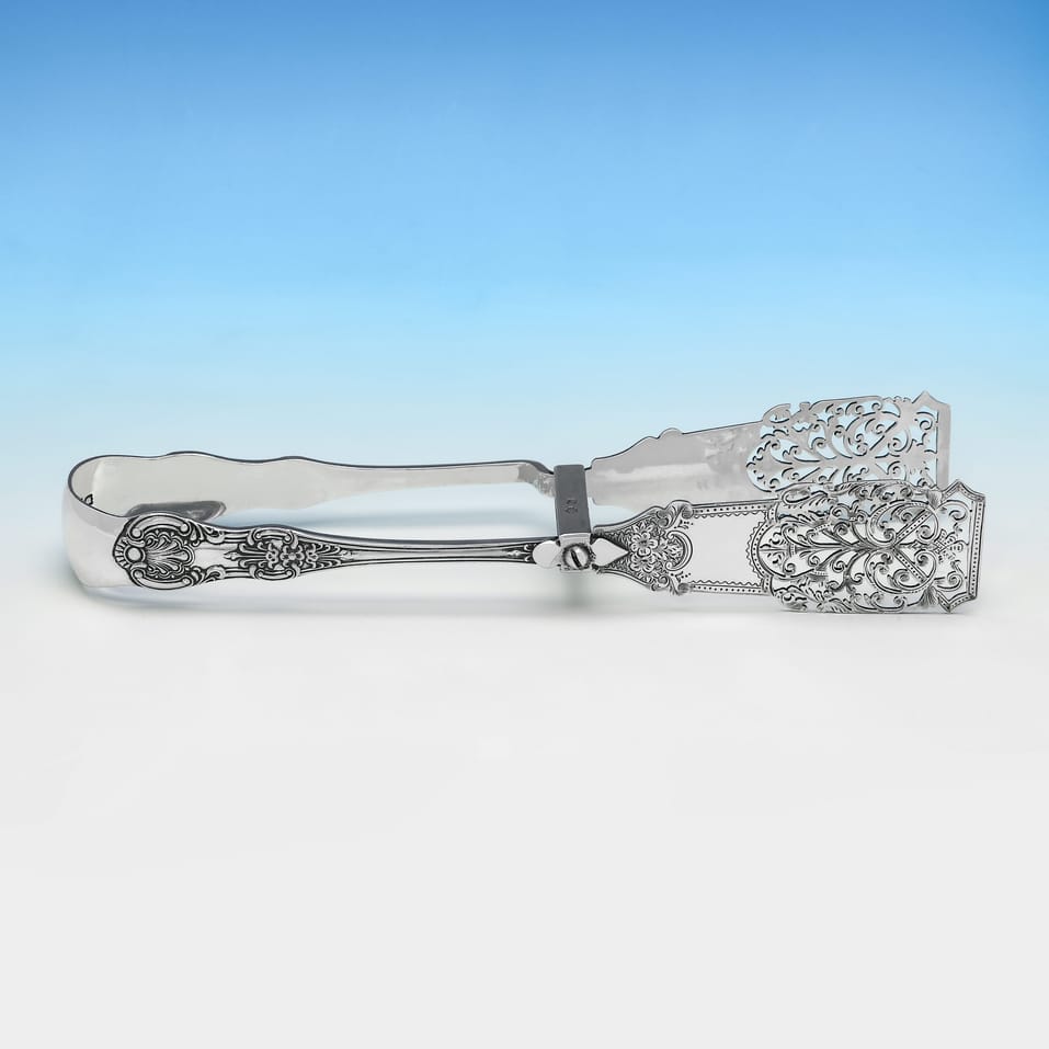 Antique Sterling Silver Asparagus tongs - William Hutton & Sons, hallmarked in 1898 London - Victorian - Image 2