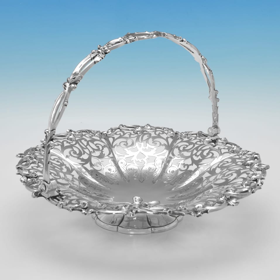 Antique Sterling Silver Basket - John & Thomas Cutmore, hallmarked in 1853 London - Victorian - Image 2