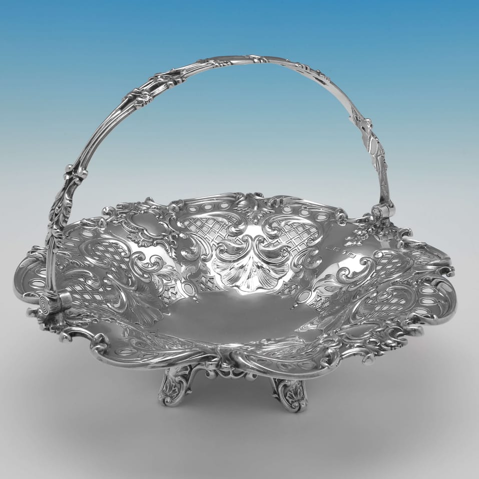 Antique Sterling Silver Basket - Hawksworth Eyres & Co., hallmarked in 1845 Sheffield - Victorian