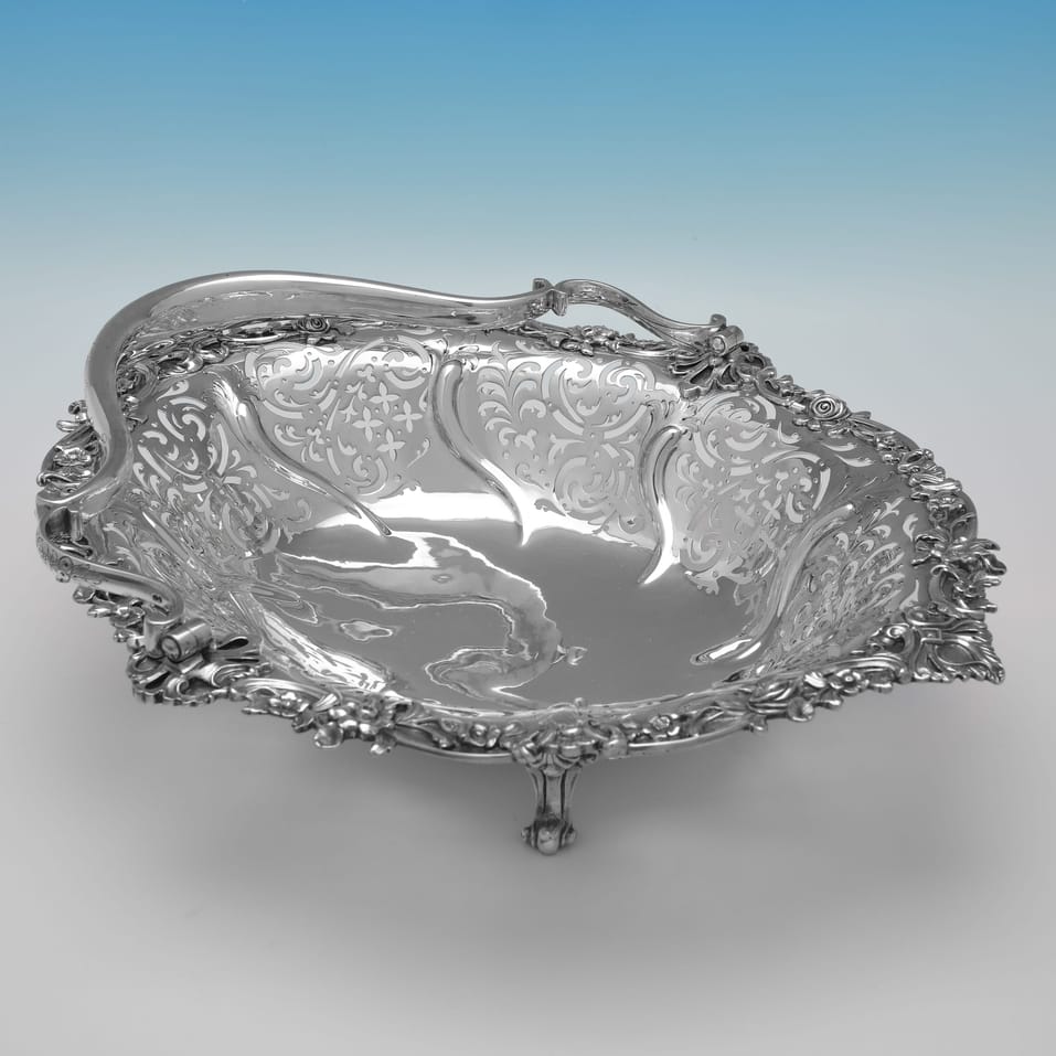 Antique Sterling Silver Basket - Robert Hennell IV, hallmarked in 1850 London - Victorian - Image 3