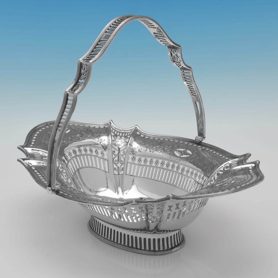 Antique Sterling Silver Basket - William Hutton & Sons, hallmarked in 1919 Sheffield - George V