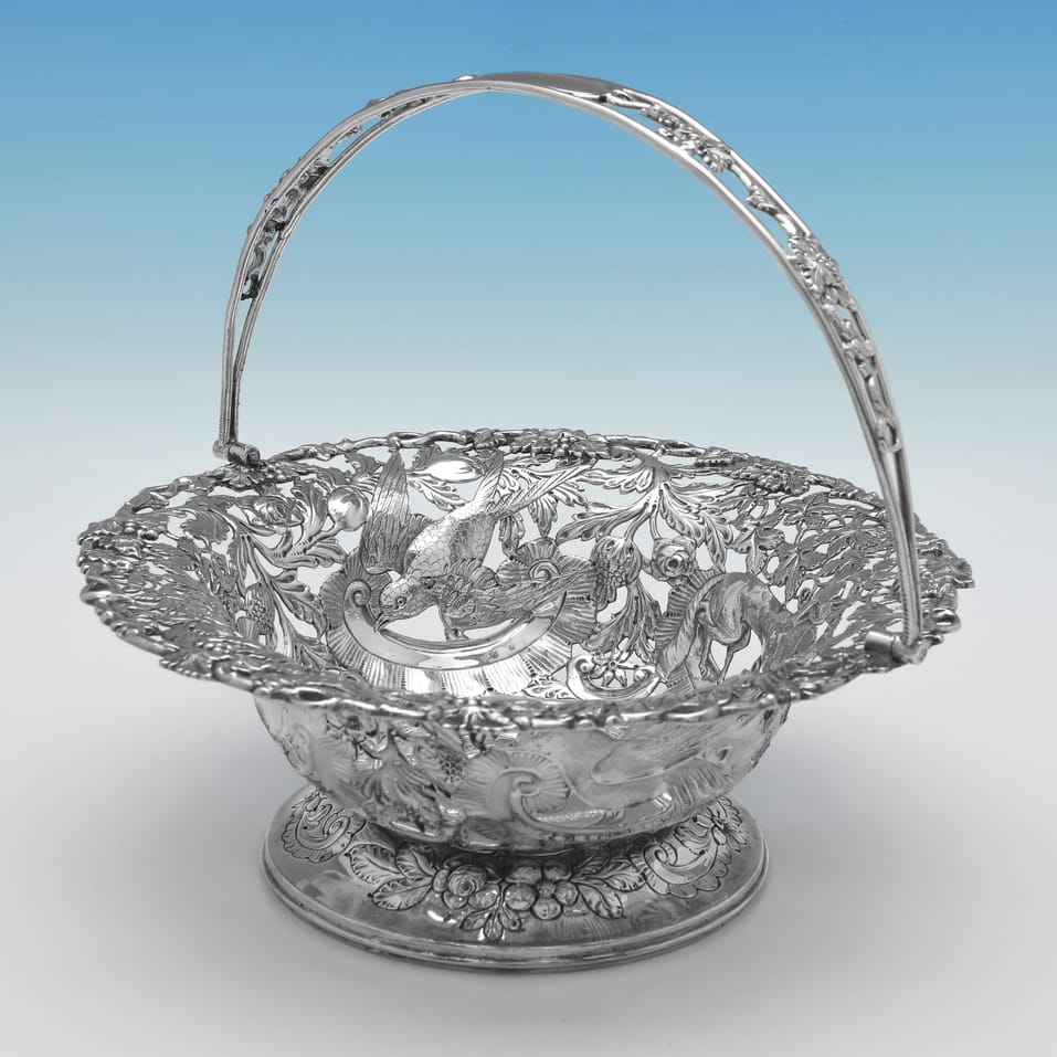 Antique Sterling Silver Irish Basket - Wakely & Wheeler, hallmarked in 1911 Dublin - George V