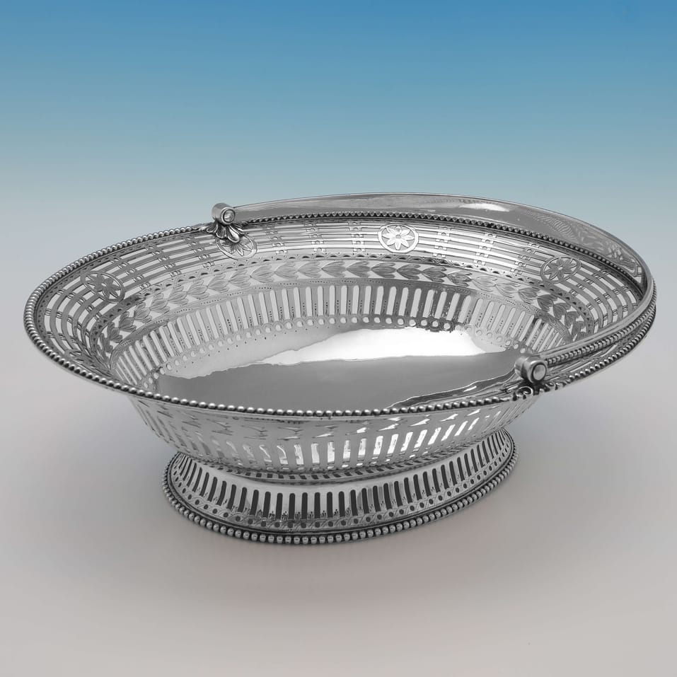 Antique Sterling Silver Basket - William Plummer, hallmarked in 1778 London - George III - Image 3