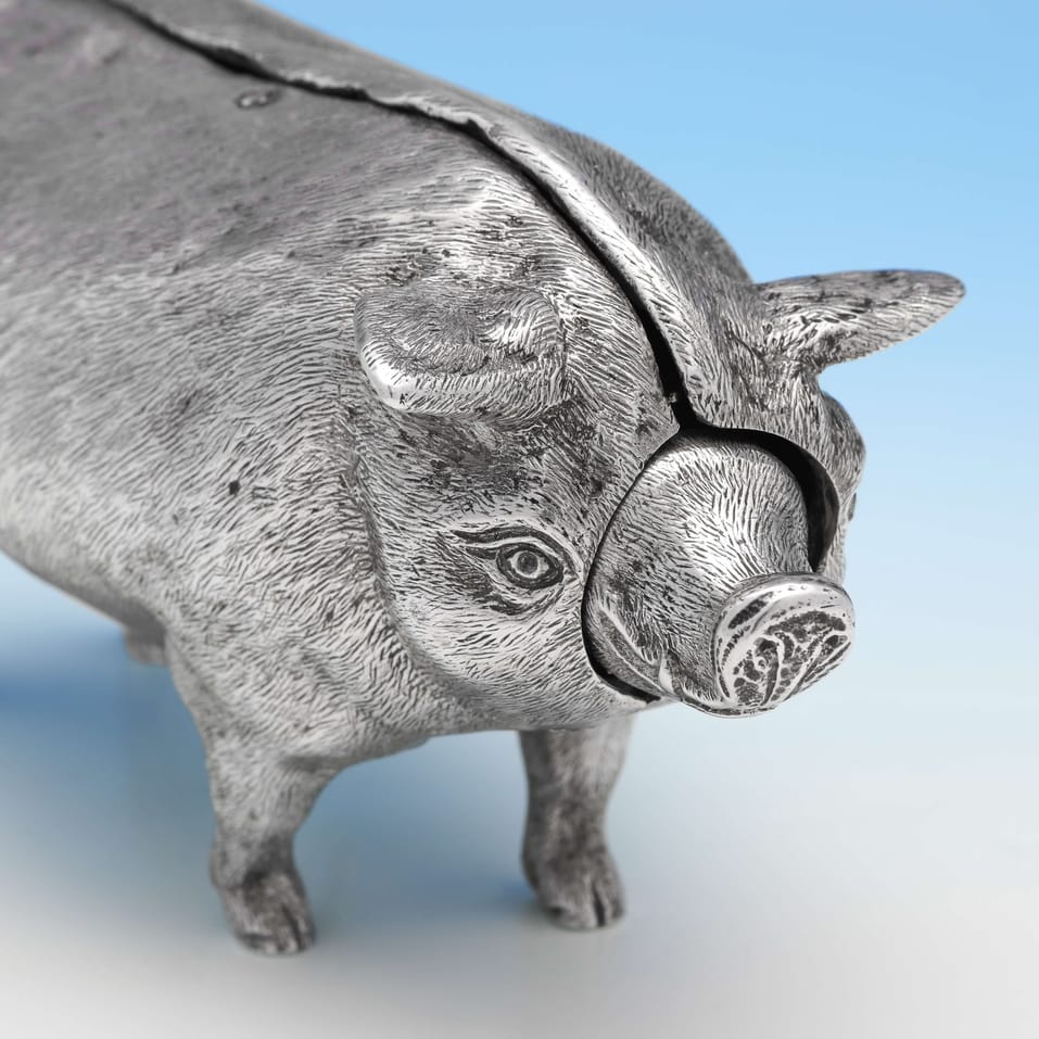 Antique Sterling Silver "Pig" Bell - William Hornby, hallmarked in 1904 London - Edwardian - Image 3