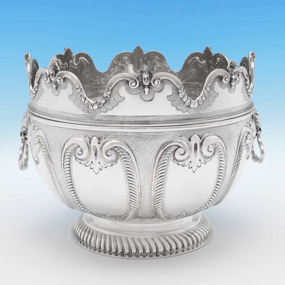 Antique Sterling Silver 'Monteith' Bowl - Aldwinckle & Slater, hallmarked in 1890 London - Victorian