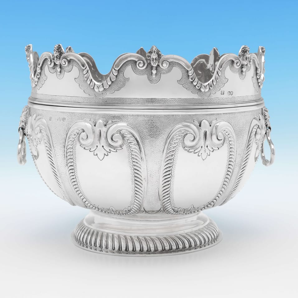 Antique Sterling Silver 'Monteith' Bowl - Aldwinckle & Slater, hallmarked in 1890 London - Victorian - Image 2