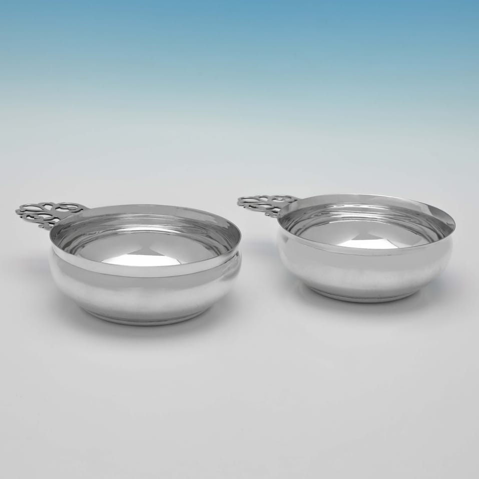 Antique Sterling Silver Pair of 'Bleeding Bowls' - Walter & John Barnard, hallmarked in 1893 London - Victorian