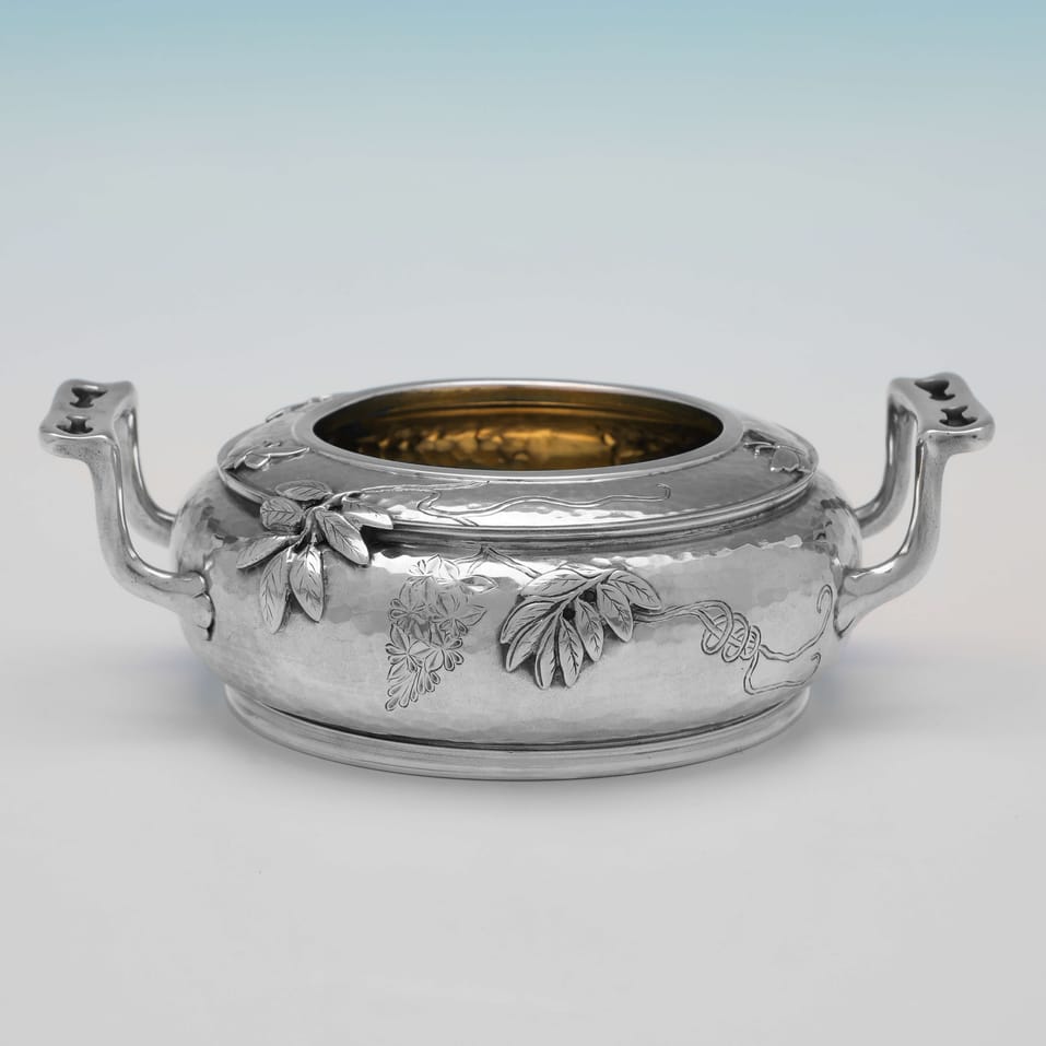 Antique Sterling Silver Aesthetic Design Bowl - Martin, Hall & Co., hallmarked in 1879 London - Victorian