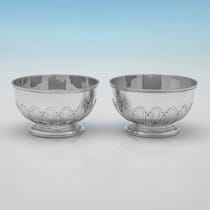 Sterling Silver Pair of Bowls - L. A. Crichton, hallmarked in 1932 London - George V - Thumbnail 1