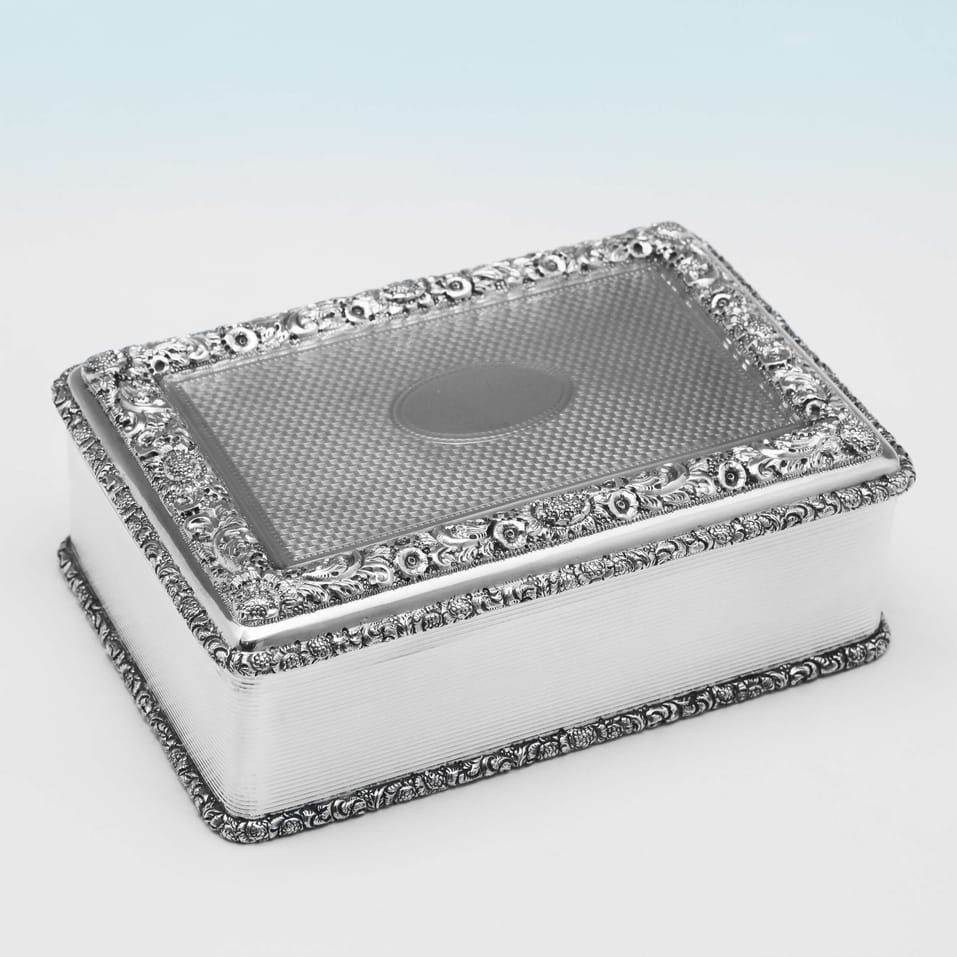 Antique Sterling Silver Table Snuff Box - D. & J. Wellby, hallmarked in 1911 London - George V