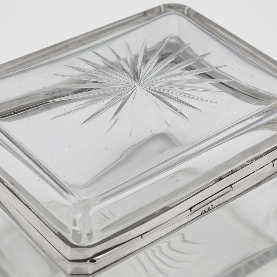 Antique Sterling Silver & Glass Box - John Grinsell & Sons, hallmarked in 1911 Birmingham - George V - Image 4