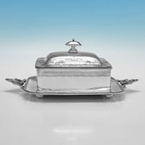 Antique Sterling Silver & Glass Butter Dish - Edward Barnard & Sons, hallmarked in 1875 London - Victorian - Thumbnail 2