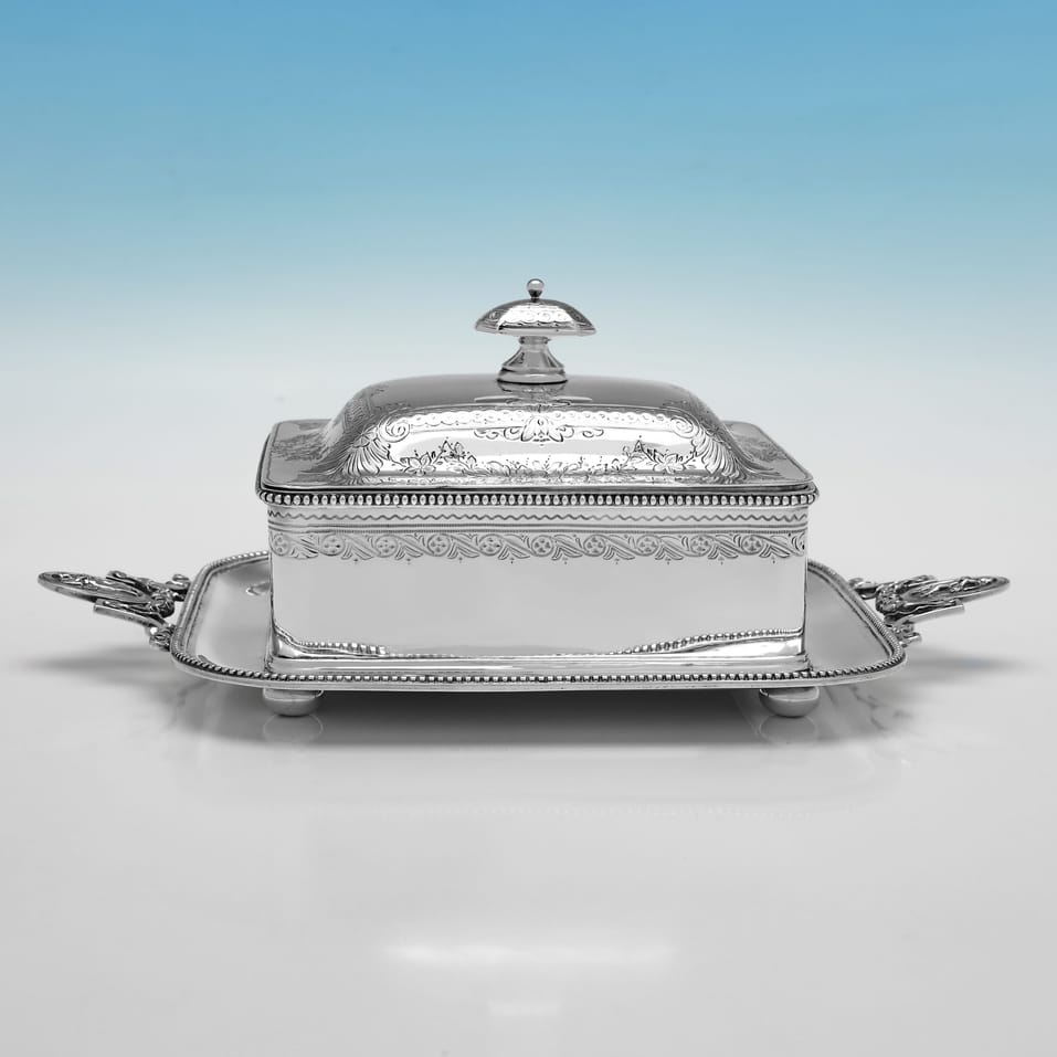 Antique Sterling Silver & Glass Butter Dish - Edward Barnard & Sons, hallmarked in 1875 London - Victorian - Image 2