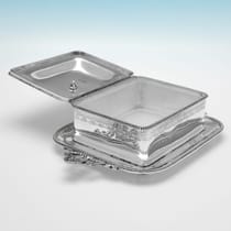 Antique Sterling Silver & Glass Butter Dish - Edward Barnard & Sons, hallmarked in 1875 London - Victorian - Thumbnail 3