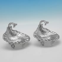 Antique Sterling Silver Pair of Butter Dishes - George Fox, hallmarked in 1908 London - Edwardian - Thumbnail 1