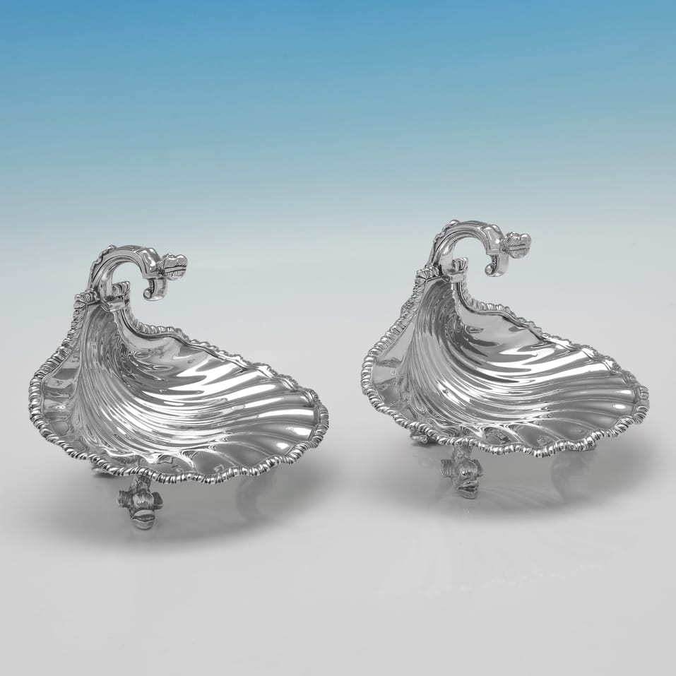 Antique Sterling Silver Pair of Butter Dishes - George Fox, hallmarked in 1908 London - Edwardian