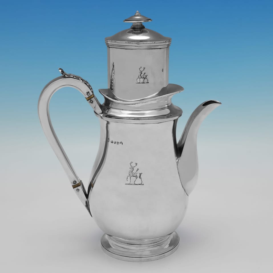 Antique Sterling Silver Cafetière - Emes & Barnard, hallmarked in 1815 London - Regency