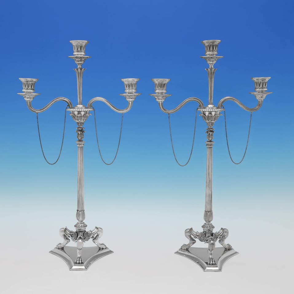 Antique Sterling Silver Pair of Candelabra - Elkington & Co., hallmarked in 1867 Birmingham - Victorian