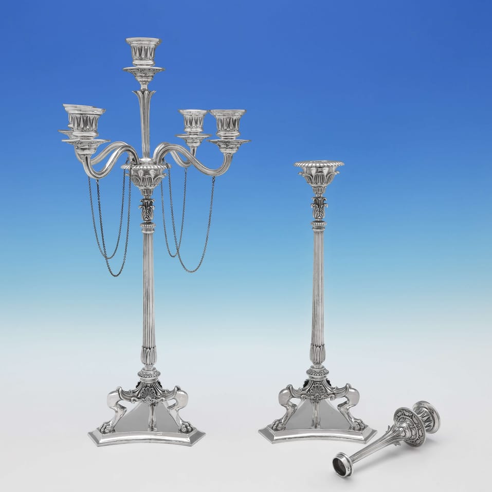 Antique Sterling Silver Pair of Candelabra - Elkington & Co., hallmarked in 1867 Birmingham - Victorian - Image 3