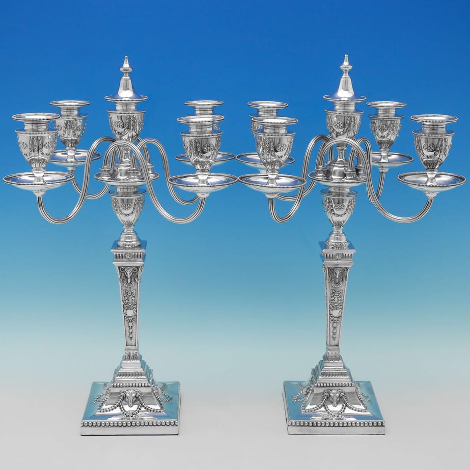 Antique Sterling Silver Candelabra - Elkington & Co., hallmarked in 1890 London - Victorian