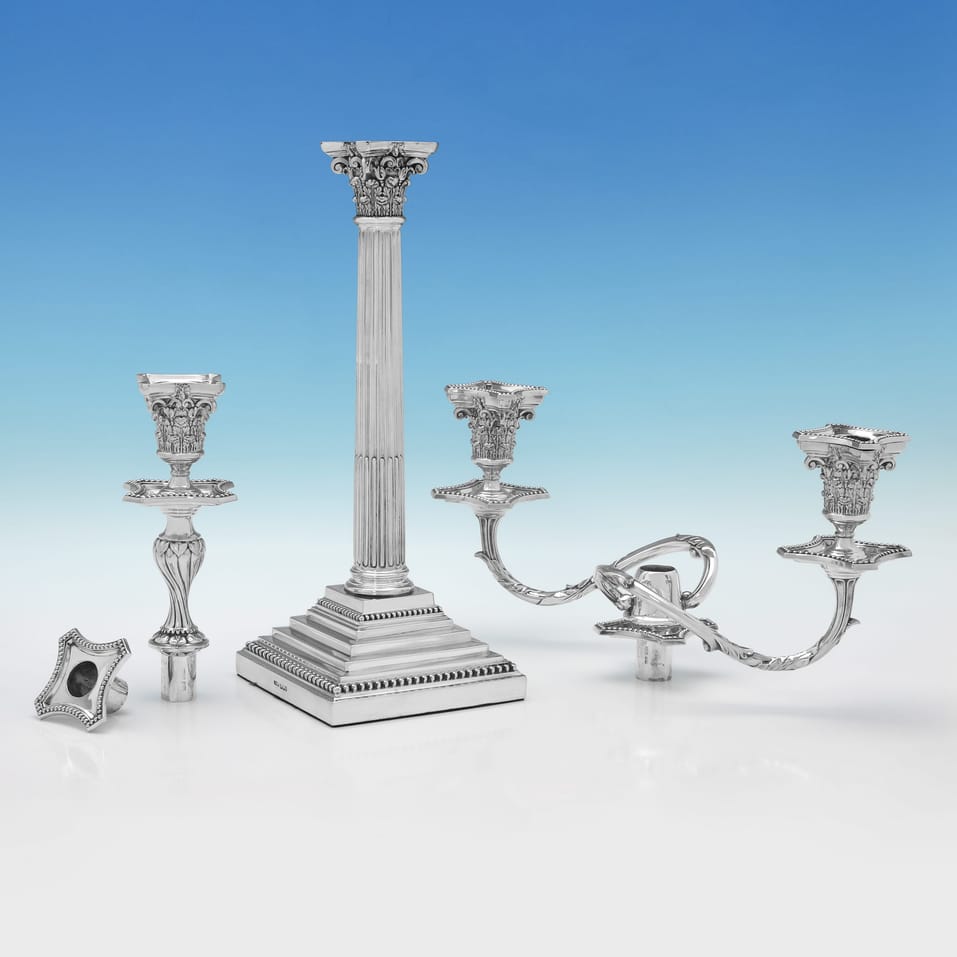 Antique Sterling Silver Pair of 'Corinthian' 3 light Candelabra - James Dixon & Sons, hallmarked in 1894 Sheffield - Victorian - Image 3