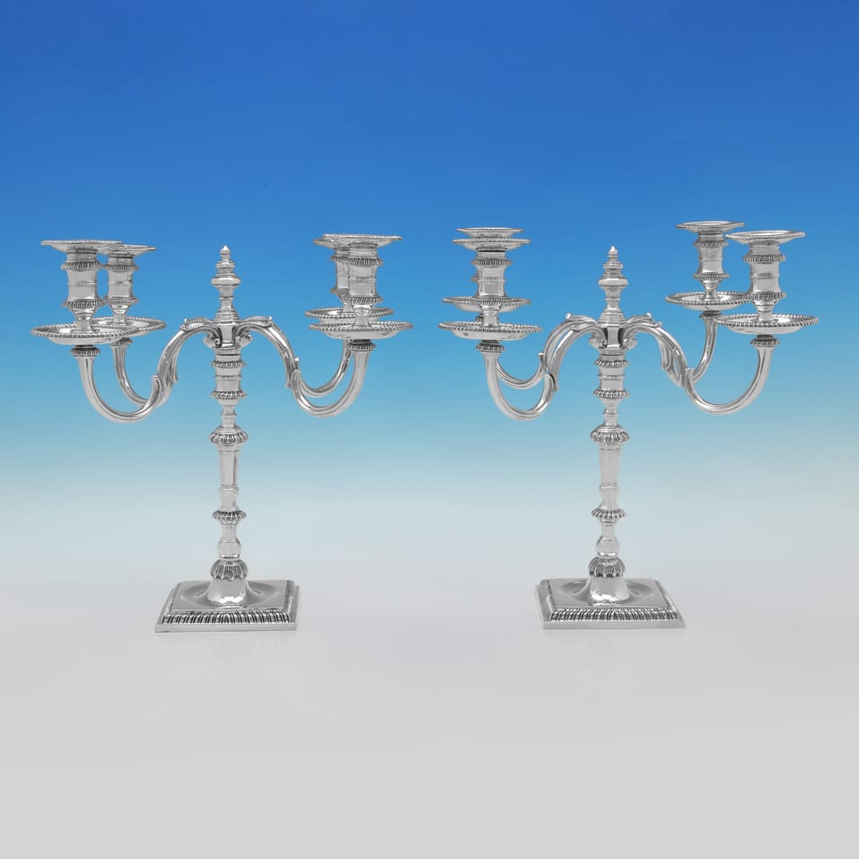 Sterling Silver Pair of Candelabra - E. Barnard, hallmarked in 1972 London - Elizabeth II