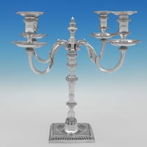 Sterling Silver Pair of Candelabra - E. Barnard, hallmarked in 1972 London - Elizabeth II - Thumbnail 2