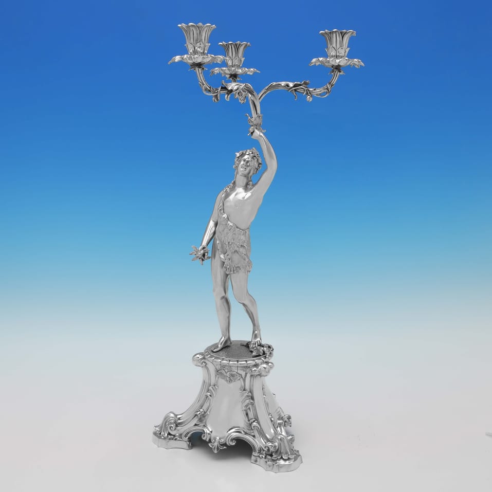 Antique Sterling Silver Pair of figural Candelabra - Barnards & Edward & John Barnard, hallmarked in 1859 London - Victorian - Image 5